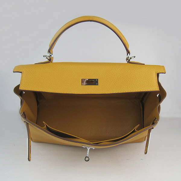 High Quality Hermes Kelly 35CM Togo Leather Bag Yellow 6308 - Click Image to Close